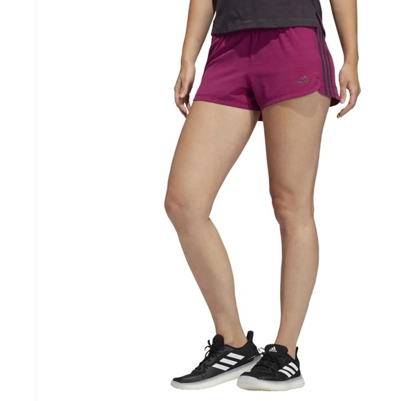 Adidas Women's Magenta Pacer 3-Stripes Woven Shorts XS new with tags activewear - Picture 1 of 7